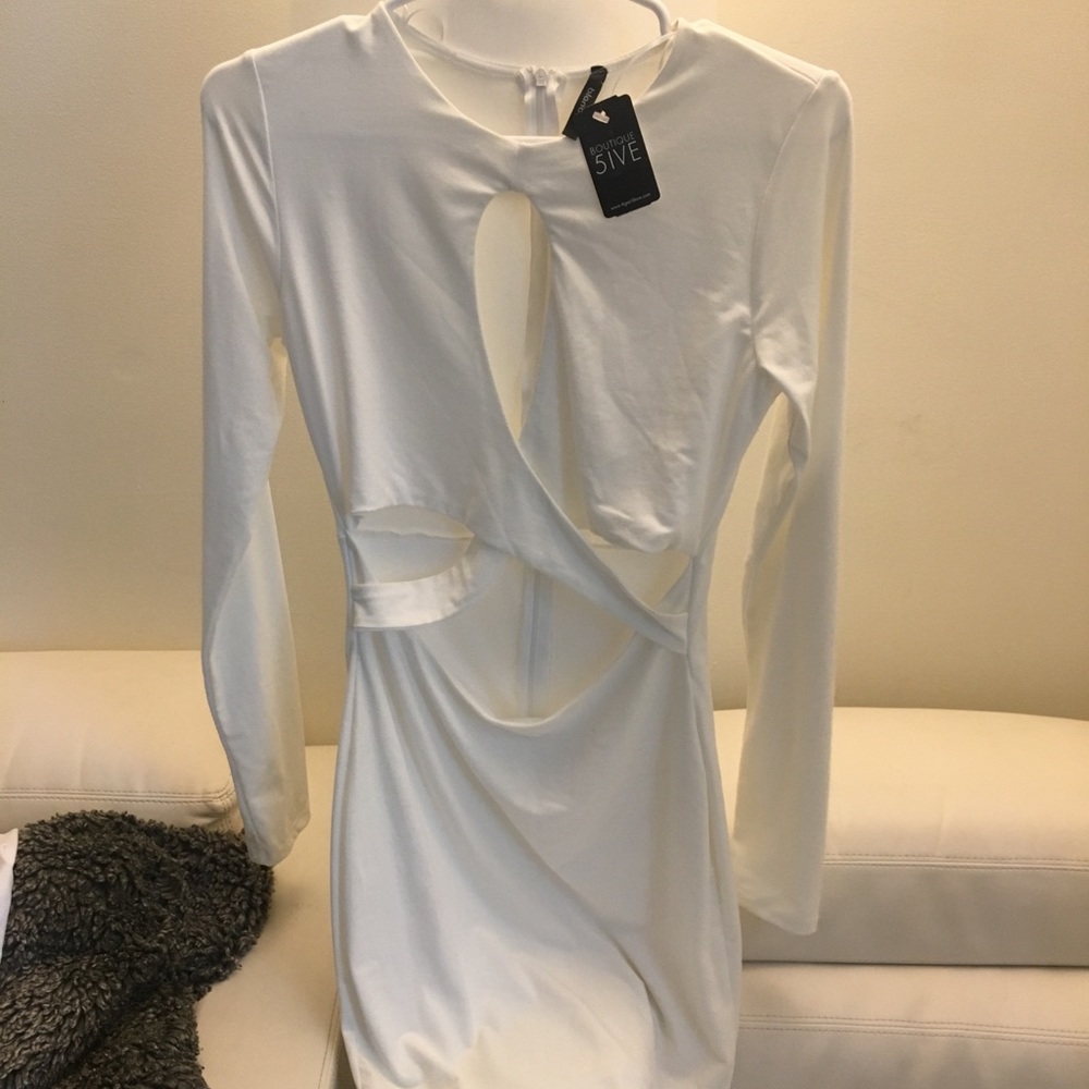 White cocktail dress with cutouts